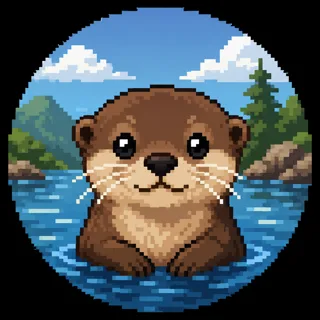 Mochi the otter smiling at the camera